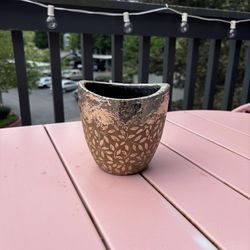 Terracotta/Gold 5” Plant Pot