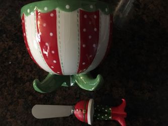 Holiday dip bowl and spreader