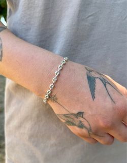 Silver Puffed Mariner Bracelet 7inch