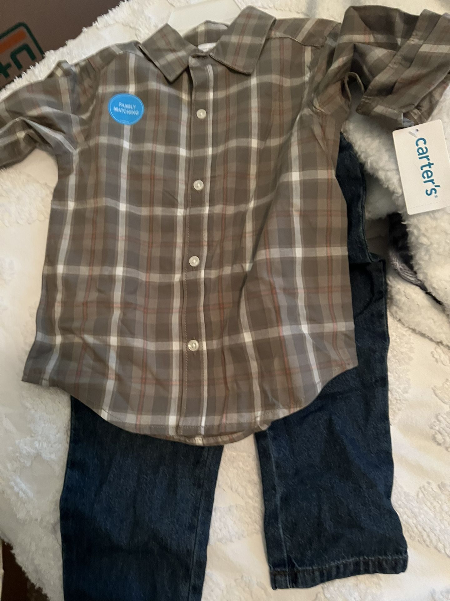 New Carters Plaid Shirt And jeans Size 3 Toddler 