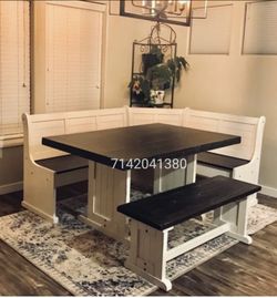 Solid wood dining breakfast nook set