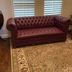 Vintage Chesterfield Oxblood Leather Sofa