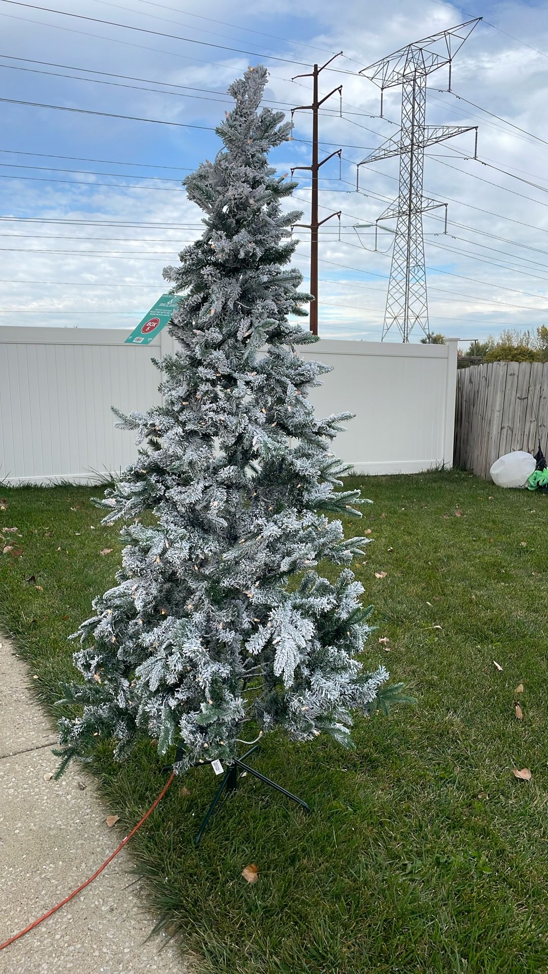 National tree company 7 1/2 foot flocked mixed pine with pre-lit warm, white lights