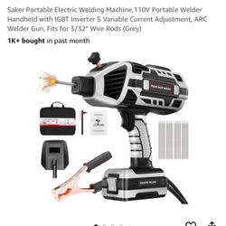 Saker Portable Electric Welding Machine,110V Portable Welder Handheld with IGBT Inverter 5 Variable Current Adjustment, ARC Welder Gun, Fits for 3/32"