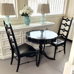 Beautiful Black Solid Wood Bistro Table & 2 Chairs PRICE FIRM $200