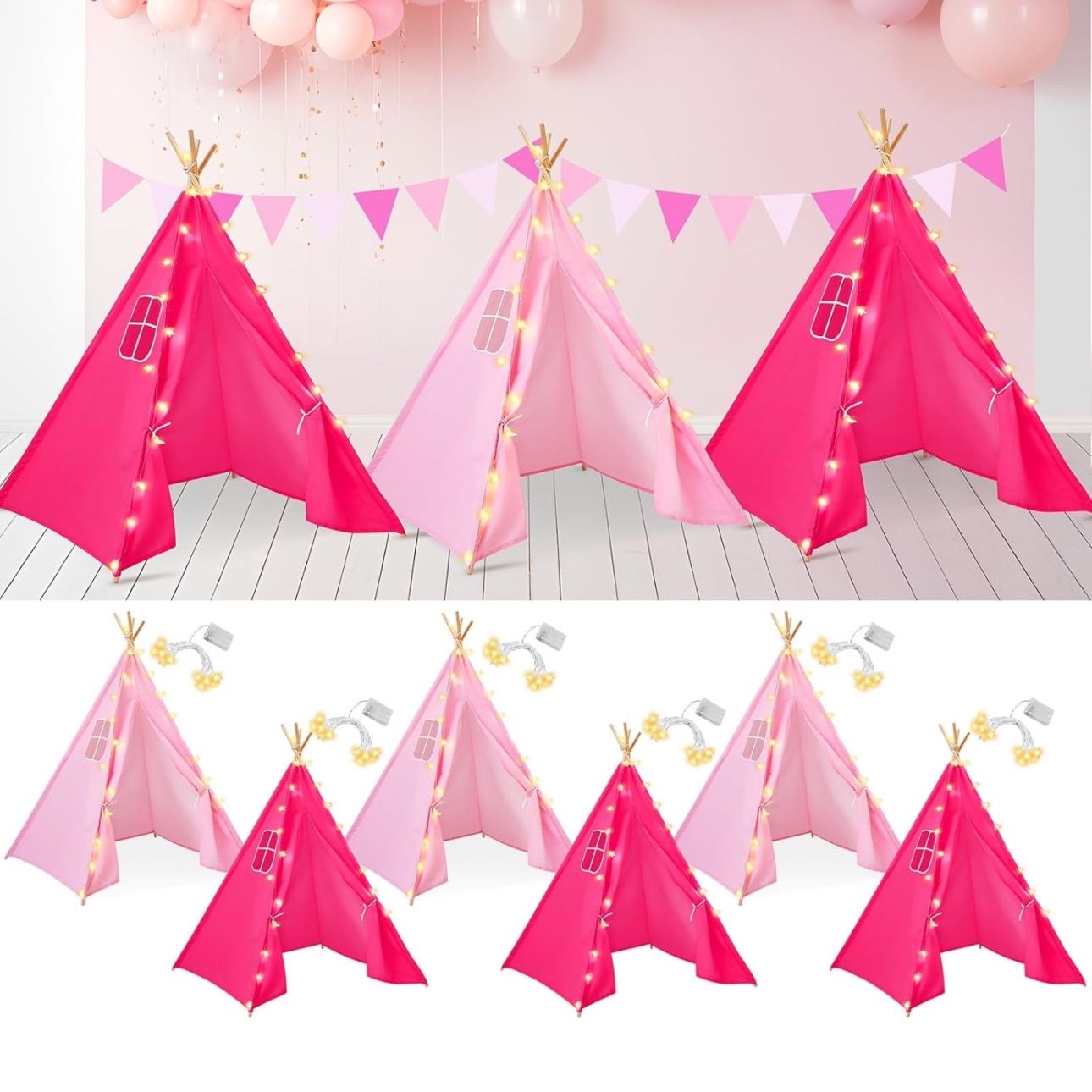 5 Teepee Tents For Kids With 10ft Stars Light String!!