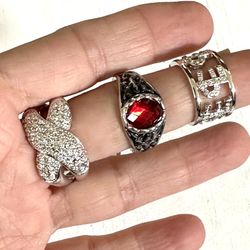 Bundle Of 3 Silver Tone New Rings 