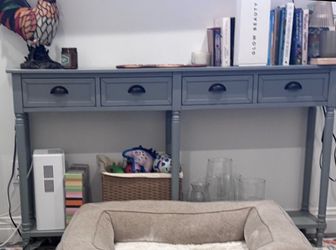 Gray Console Table with Four Drawers