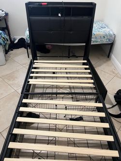 Twin size bed frame with led light