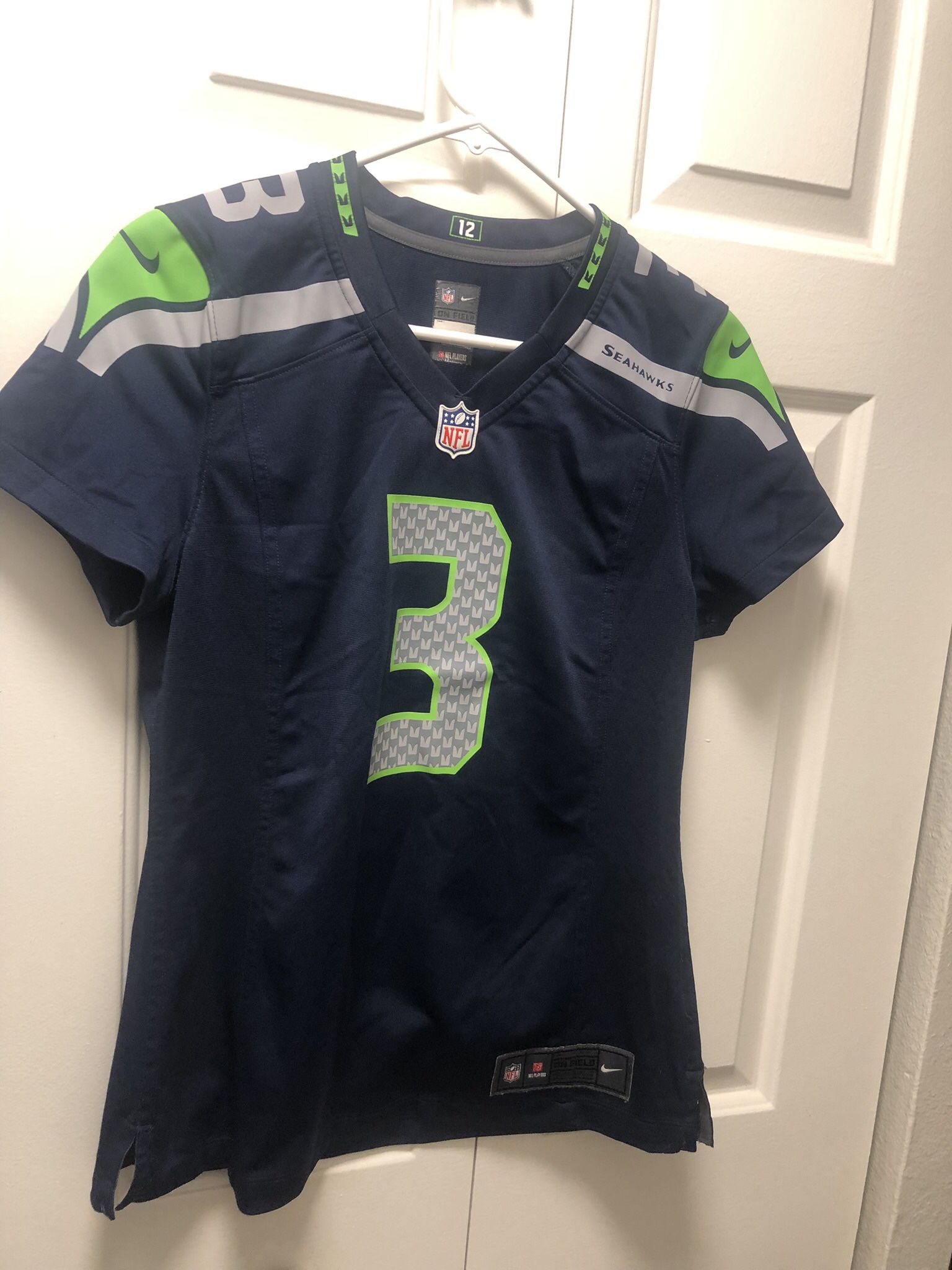 Nike On Field NFL Player Seattle Seahawks #3 Wilson Women's Blue Authentic Jersey Size Medium