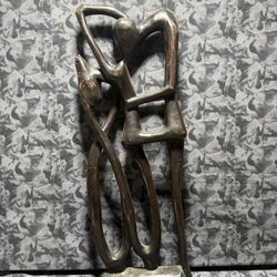 Wood Abstract Hand Carved Man & women Folk Art Sculpture Figure 
