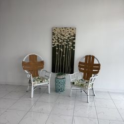 Vintage Boho 1970’s Large Outdoor Chairs 70’s White Bohemian Hippie Chairs