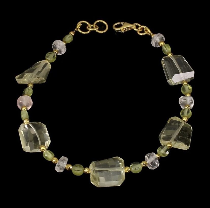 Natural Gemstone Gold Bracelet 925