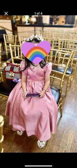 Satin Flower Girl Dress With Bow Beading