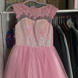 light pink quince dama, prom, hoco dress! 🩷