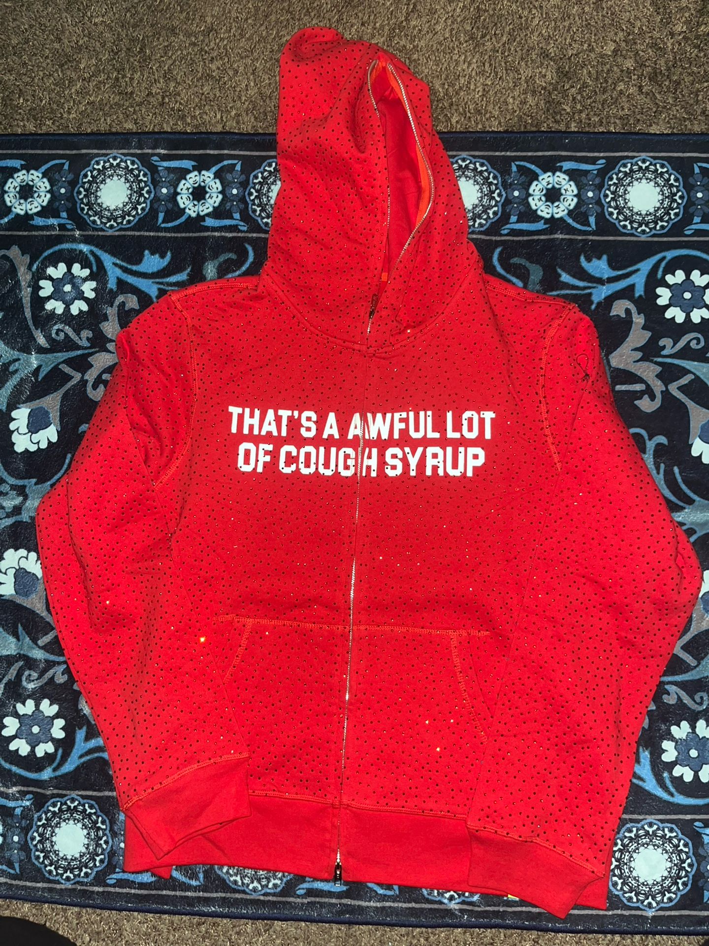 ALOCS RHINESTONE HOODIE (RED)