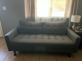 Gray Tufted Fabric Sofa