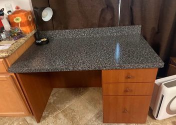 Wood Desk with Formica Top and Drawers