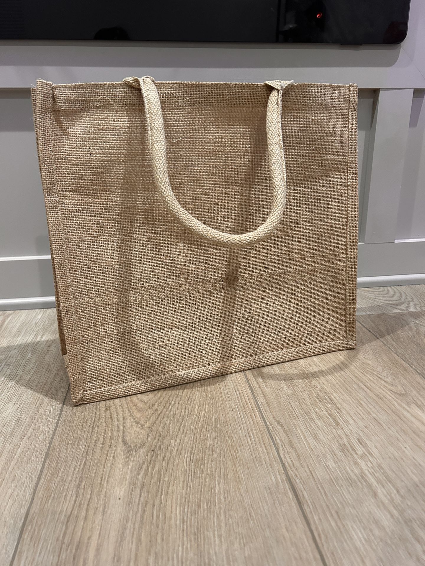 Large, Plain Jute Tote Bags (6)