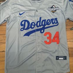 Valenzuela Grey Black White Blue Dodgers Jersey