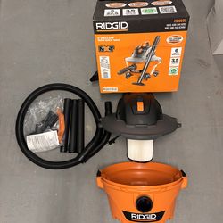 RIDGID HD0600 6 Gal Bagless Wet/Dry Vacuum Orange Wheeled w/ Hose & Accessories