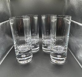 Set of (4) MCM Heavy Base Hi-Ball Glasses w/Distinctive Suspended Bubble - 12oz, 6⅞"×2⅝"