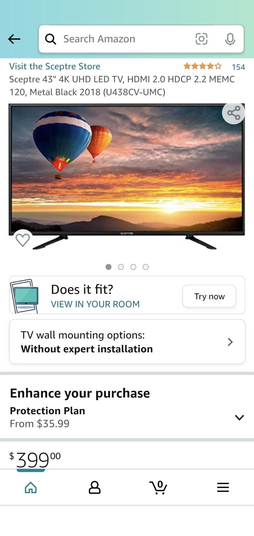 Sceptre 43" 4K UHD LED TV, HDMI 2.0 HDCP 2.2 MEMC 120,  (U438CV-UMC)