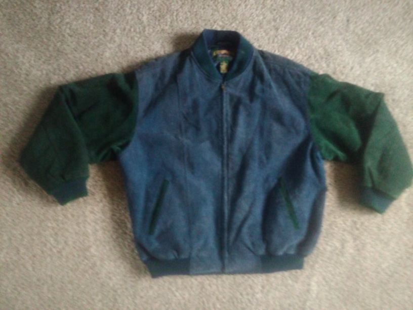 Vintage Cambridge Classics Suede Bomber Jacket - Blue/Green - Size M - 90s Retro