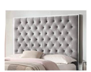 Mirror trim grey bed headboard