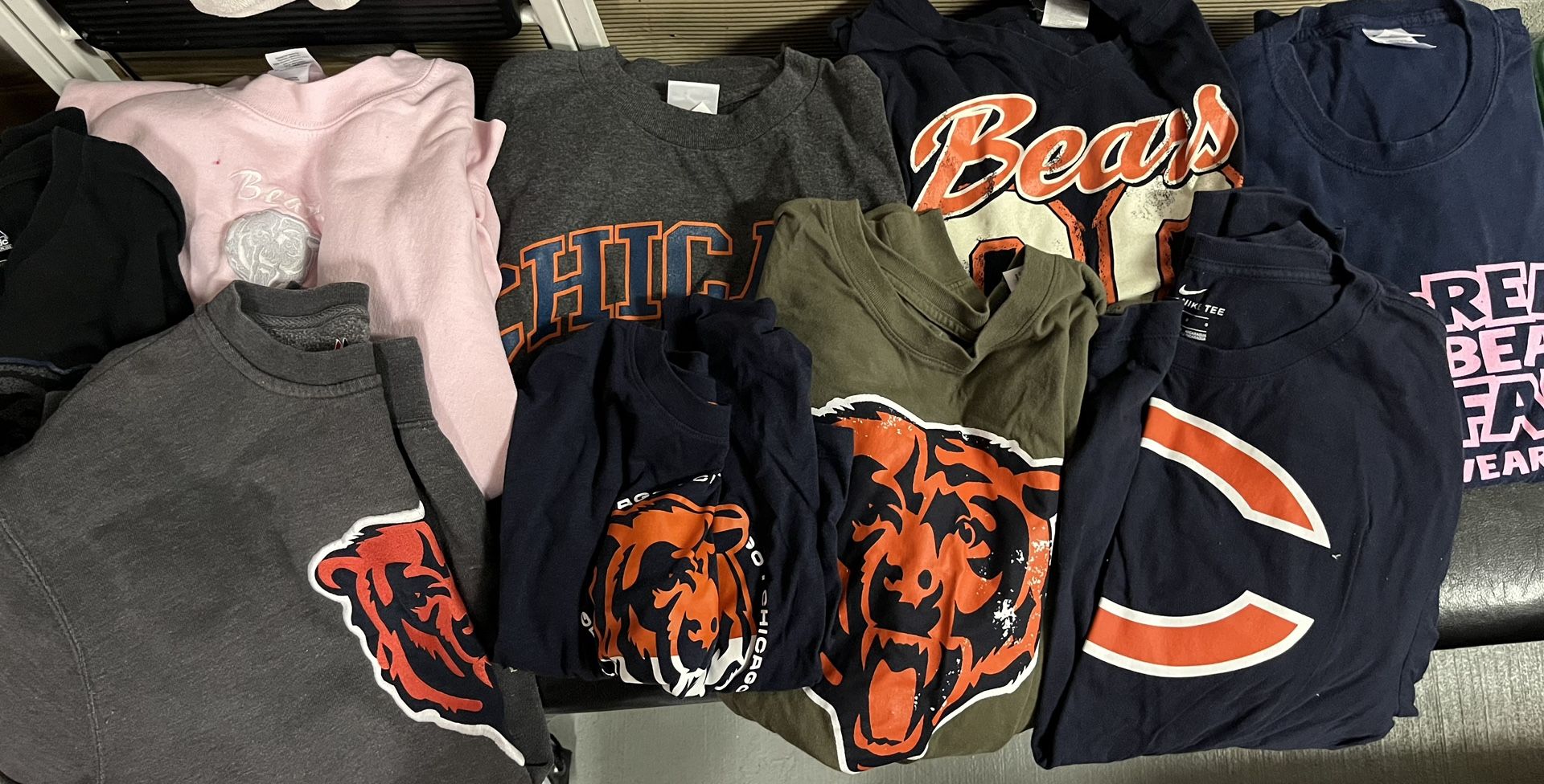 Chicago Bears fans….  Tshirts/sweatshirts