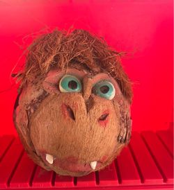 Hand-Carved Coconut Head Folk Art
