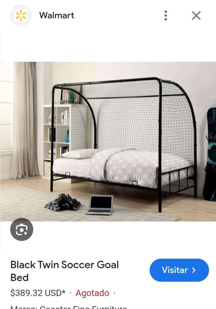 Black Twin Soccer Goal Bed 
