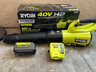 RYOBI 40V HP Brushless Whisper Series 180 MPH 800 CFM Cordless Battery Leaf Blower with 8.0 Ah Battery and Charger
