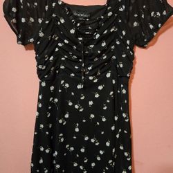 Black Dress With  White Flowers