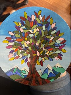Magical tree colorful, hand painted