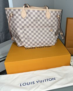 New Authentic Louis Vuitton Neverfull MM Damier Azur Beige With