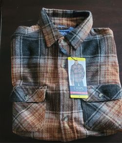 New Mens Chaps Flannel Brown Small