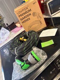 LOVFEN new 50’ garden hose W 10 spray nozzle