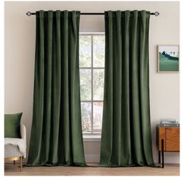 MIULEE Olive Green Velvet Blackout Curtains 52x84 – Set of 2 Panels