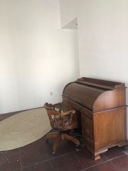 Antique Roll Top Desk and Chair