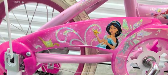 BIKE SALE!! 12" Disney Princess girl's Bicycle w/ training wheels by Huffy -- PINK + WHITE