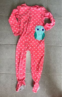 4T Fleece Pink Owl Footed Pajamas