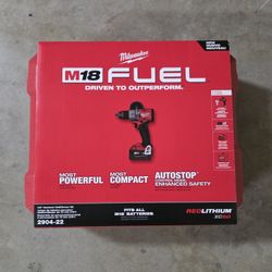 Milwaukee M18 FUEL Hammer Drill/Driver Kit, 2 Batteries, Charger, Model# 2904-22