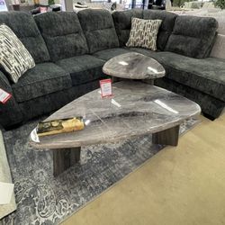 Bluebond Gray Faux Marble Coffee Table Set (Set of 3)