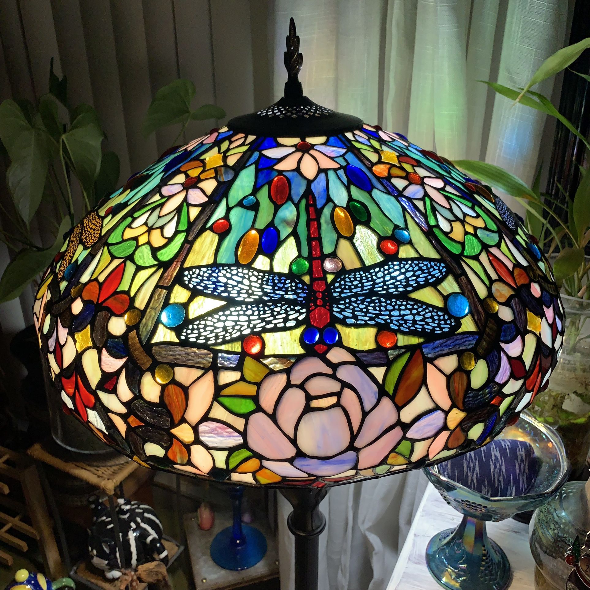 Dragonfly Stained Glass Floor Lamp Bronze