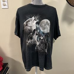 The Mountain Wolves Howling At The Moon Tee Unisex Size Large 