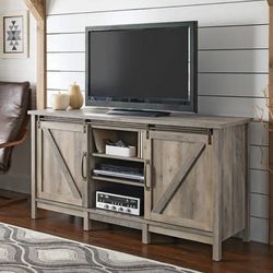 Better Homes & Gardens Modern Farmhouse TV Stand for TVs up to 70", Rustic Gray Finish