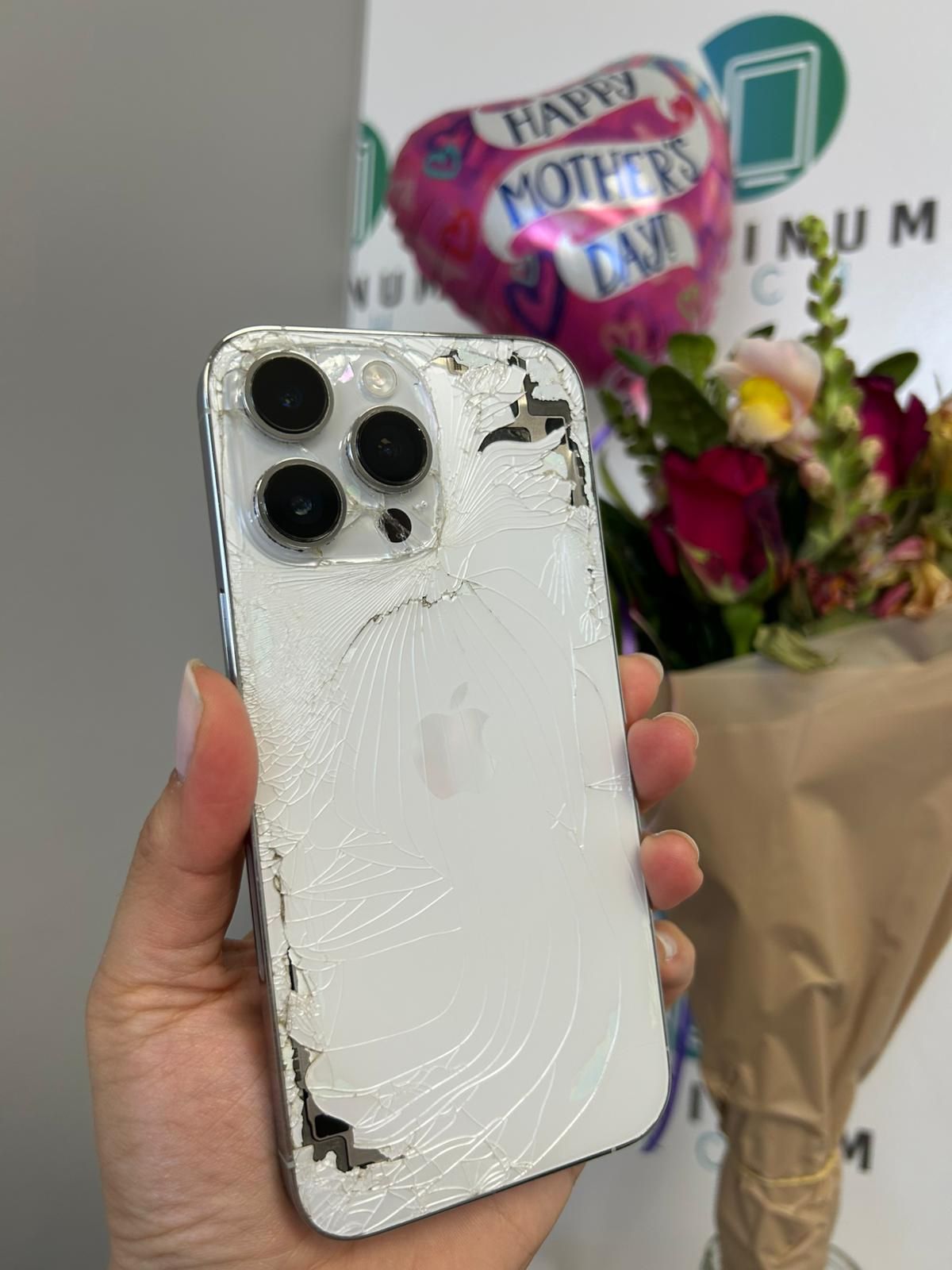 iPhone 14 Pro Max, Unlocked, Silver, Fully Functional Only Screen And Back Crack $400