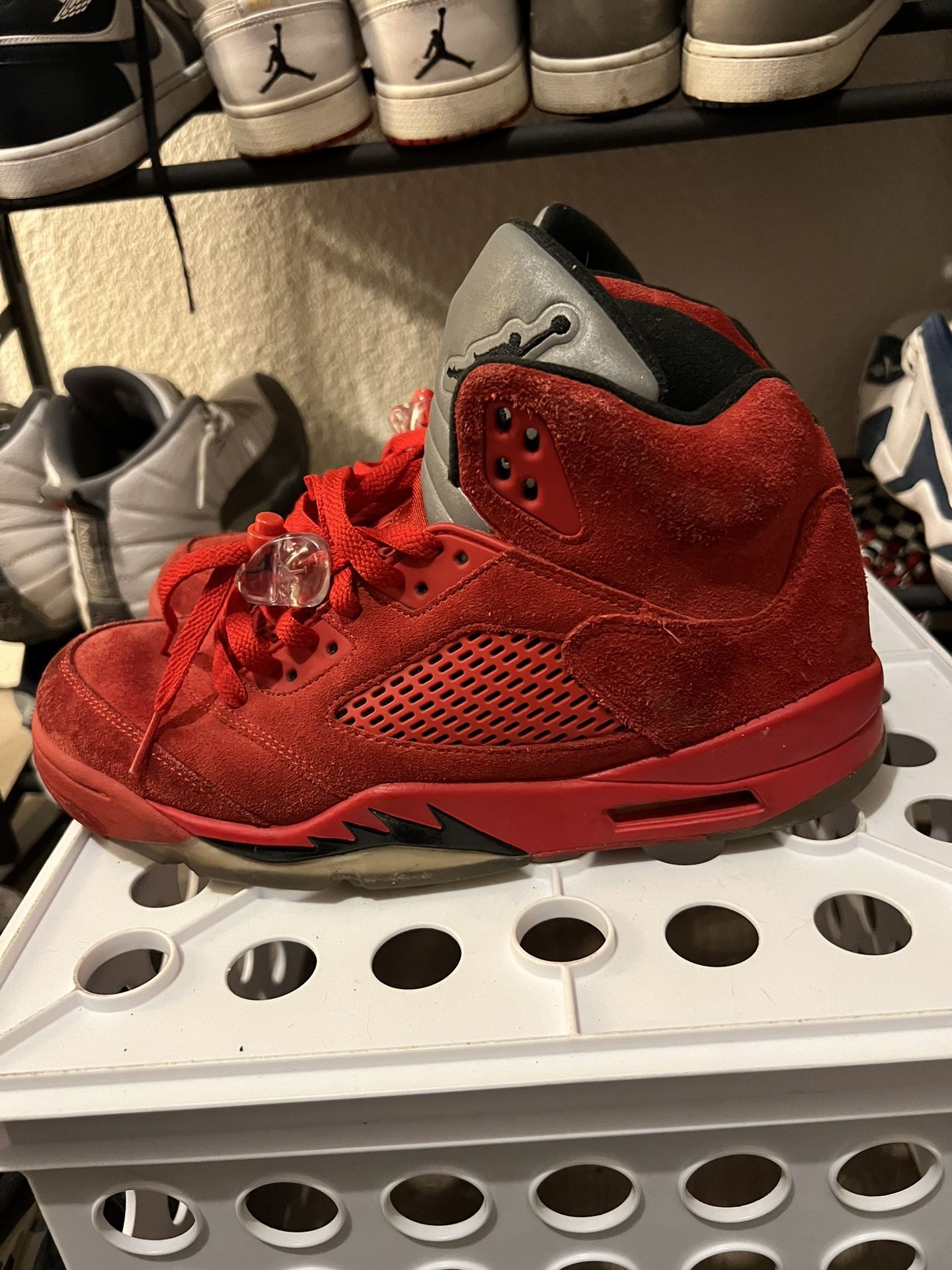 Red Suede Jordan Retro 5s Size 9 