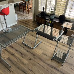 Pair of Metal & Glass Laptop/Computer Tables/Study Tables